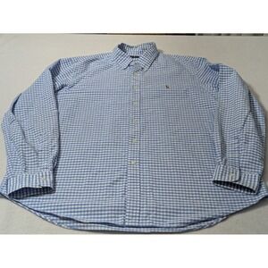 Ralph Lauren Button Up Shirt‎ Blue Gingham Check Plaid Flesh Pony Logo XXL